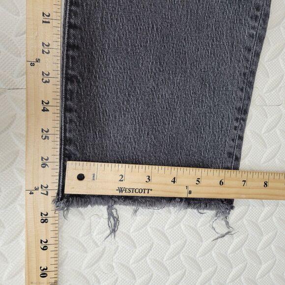 Madewell Jeans Womens 26 Perfect Vintage Straight Faded Black High Rise Raw Hem - Picture 10 of 11